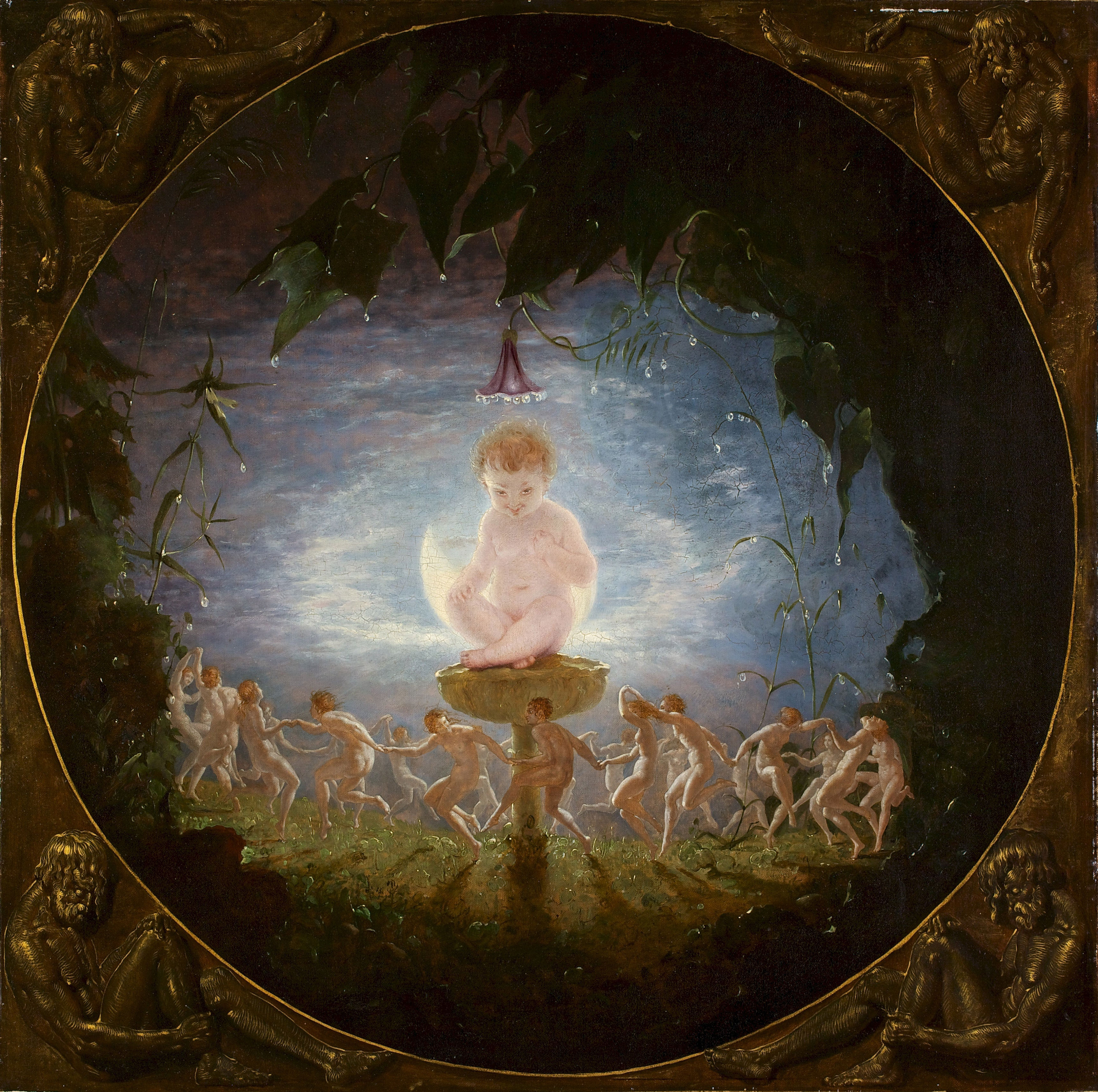 Richard Dadd, 'Puck', 1841. Oil on canvas, 59.2 x 59.2 cm. The Harris, Preston (Acquired with support from The National Lottery Heritage Fund, the Art Fund, Arts Council England via a bequest from Mrs Wade, and the Friends of the Harris, 2011)