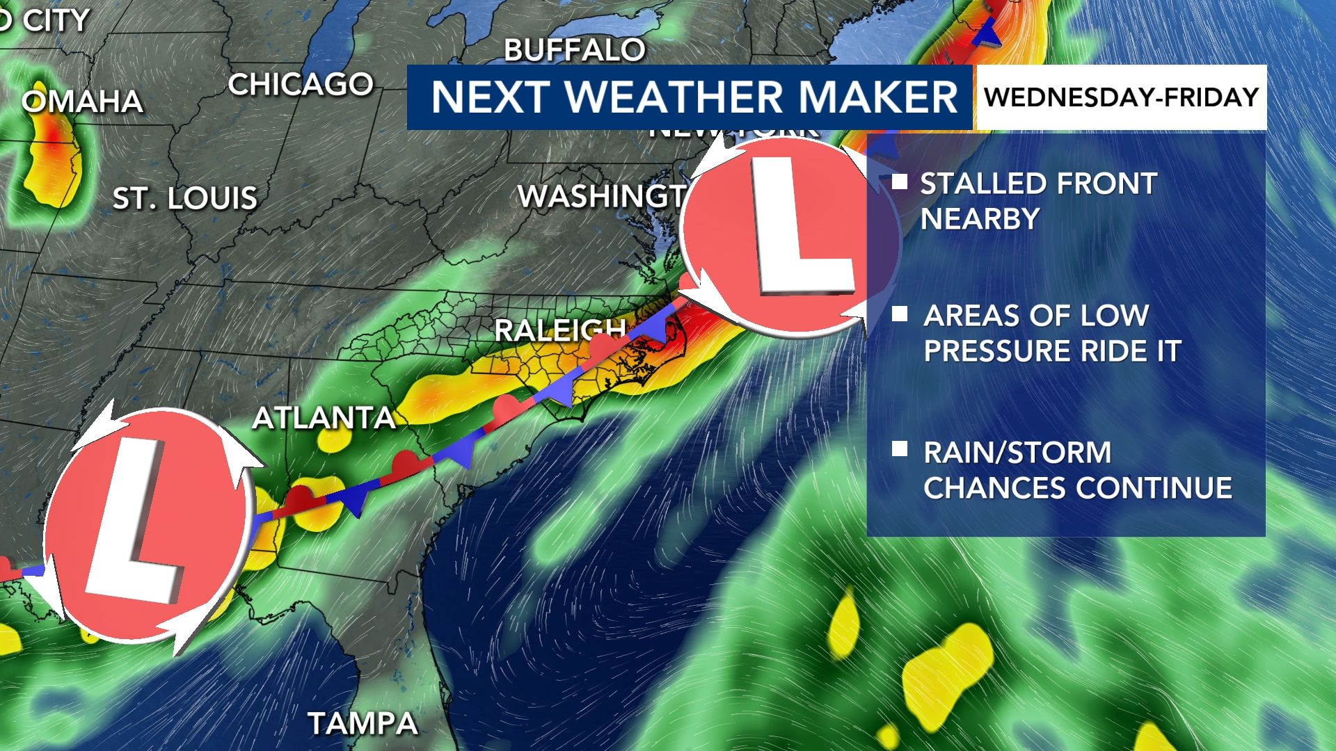WRAL Weather Alert Days continue through Wednesday due to storm, flood risk