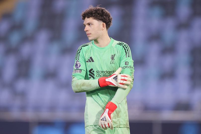 Armin Pecsi of Liverpool FC U21 during the Premier League 2 match between Manchester City and Liverpool at the Joie Stadium on March 16, 2026, in Manchester, England.