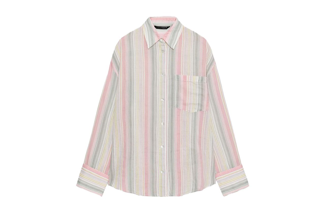 oversized striped gauze shirt