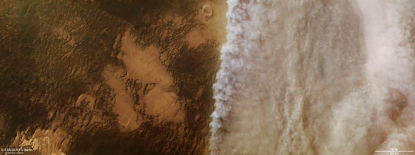 A dust storm on Mars