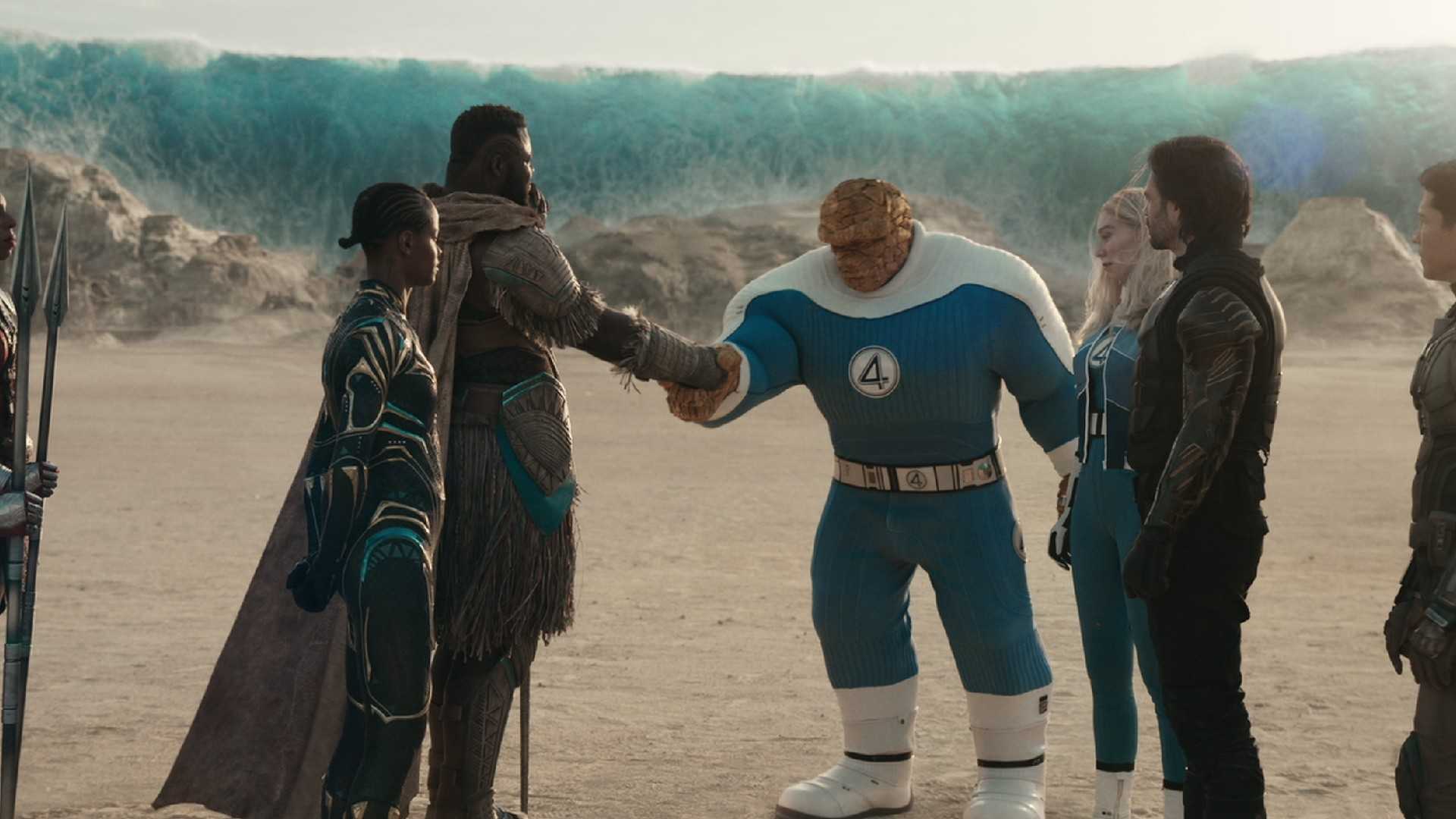 Shuri, M'Baku, The Thing, Sue Storm, and Bucky Barnes in Avengers: Doomsday