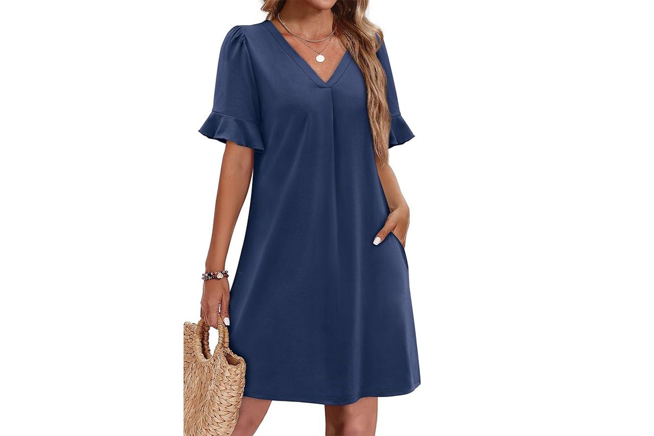 OFEEFAN Summer Dresses Ruffle Short Sleeve