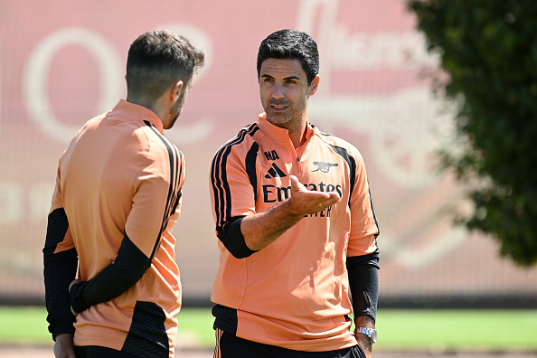 Arsenal manager Mikel Arteta during a training session at Sobha Realty Training Centre