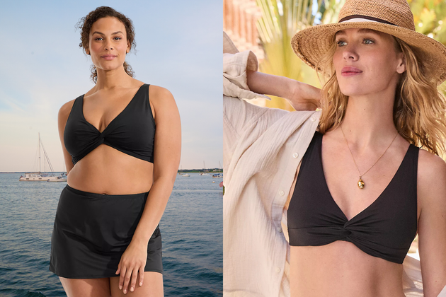 Instead of flimsy removable pads that shift around in the wash, the top features genuine underwire support and bra-style construction.