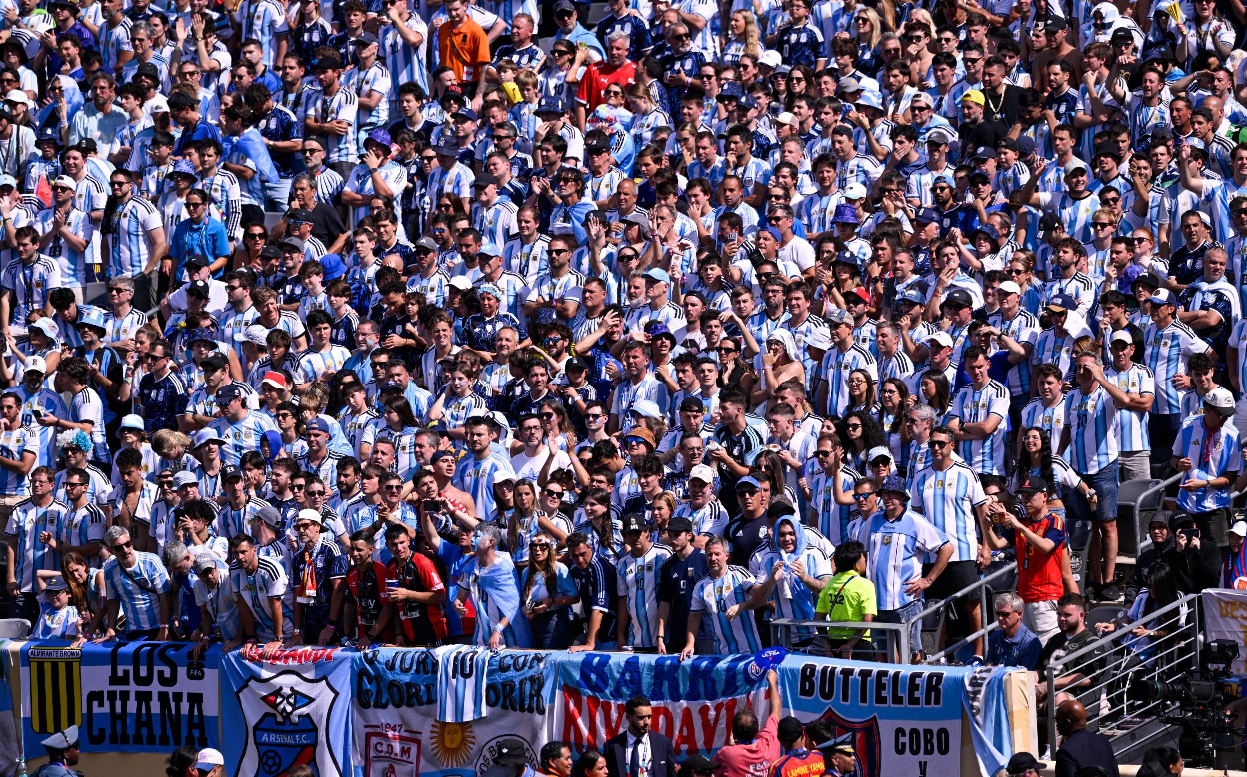 Argentina fans during the FIFA World Cup 2026 Final match between Spain and Argentina at New York New Jersey Stadium on July 19, 2026 in East Rutherford, United States