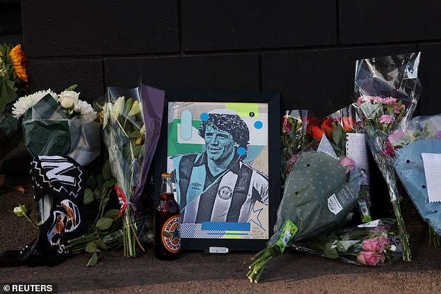 Tributes and flowers are laid for Keegan at St James' Park after his death aged 75 on Monday