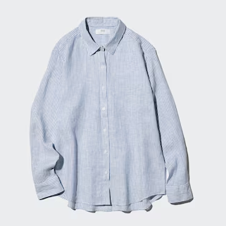 Uniqlo, pinstripe 100% linen shirt