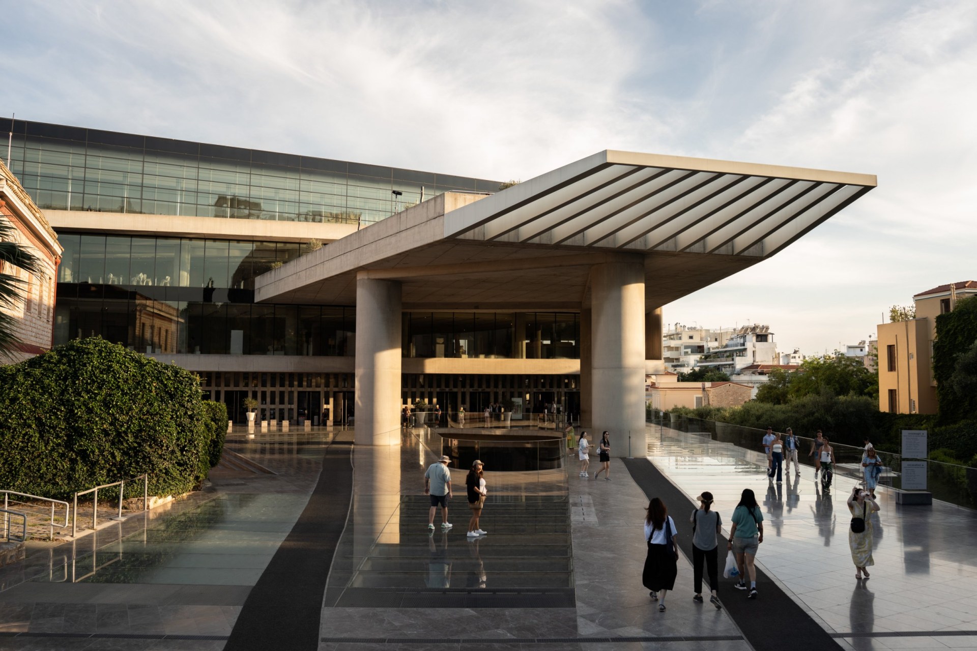 The exterior of the Acropolis Museum is in Athens, Greece. (Photo by Nikos Pekiaridis/NurPhoto via Getty Images)