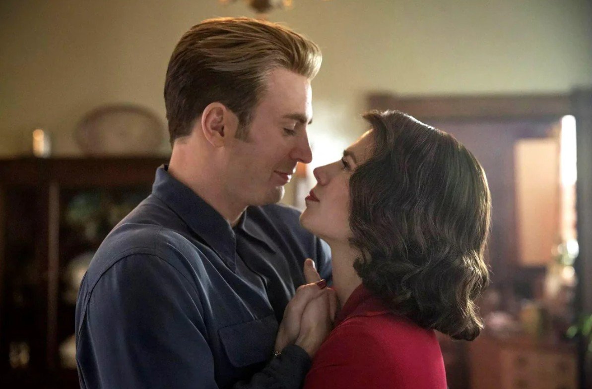 Chris Evans as Steve Rogers | Captain America and Hayley Atwell as Peggy Carter in the final scene of Avengers: Endgame (2019).