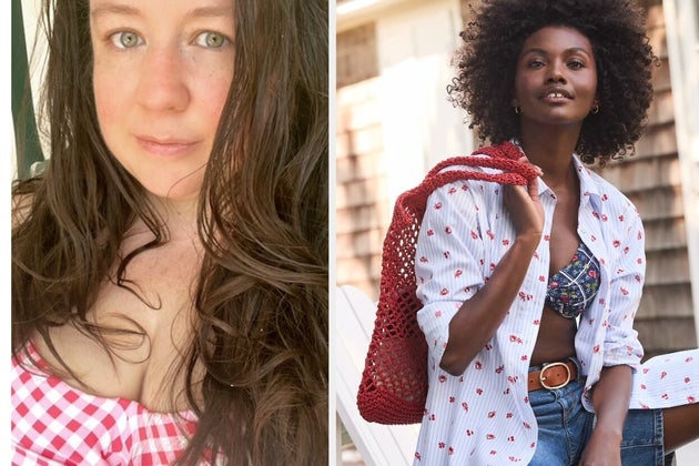My pink gingham version (left) is a few seasons old, but I’ve also got it in navy, and I’m coveting this year’s cherry print (right).