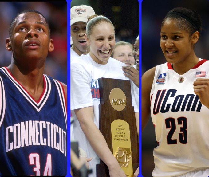 Ray Allen (UConn), Diana Taurasi (UConn) and Maya Moore (UConn)