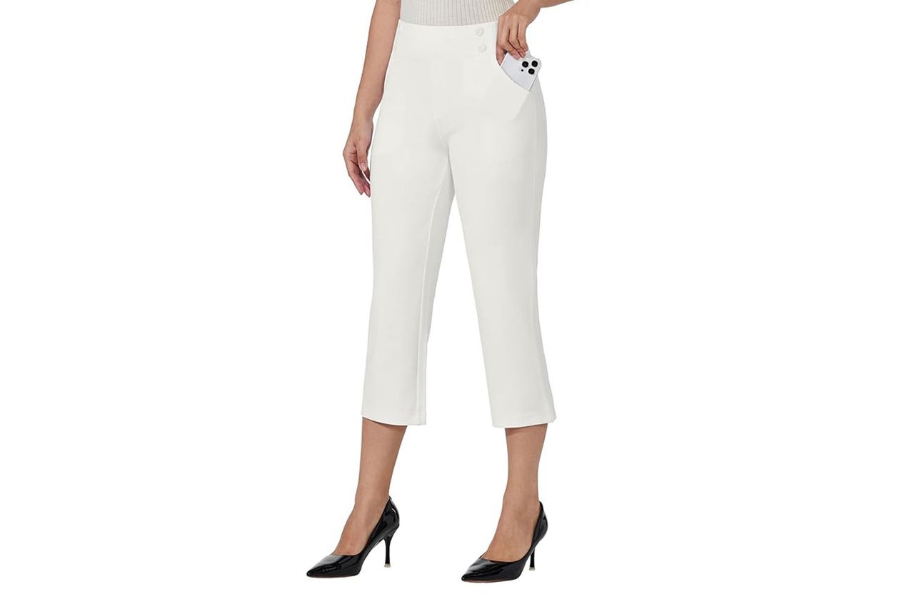 Willit Women's Capri Pants Dress Yoga Capri Stretch Business Work Casual Capris Straight Leg Office Pants