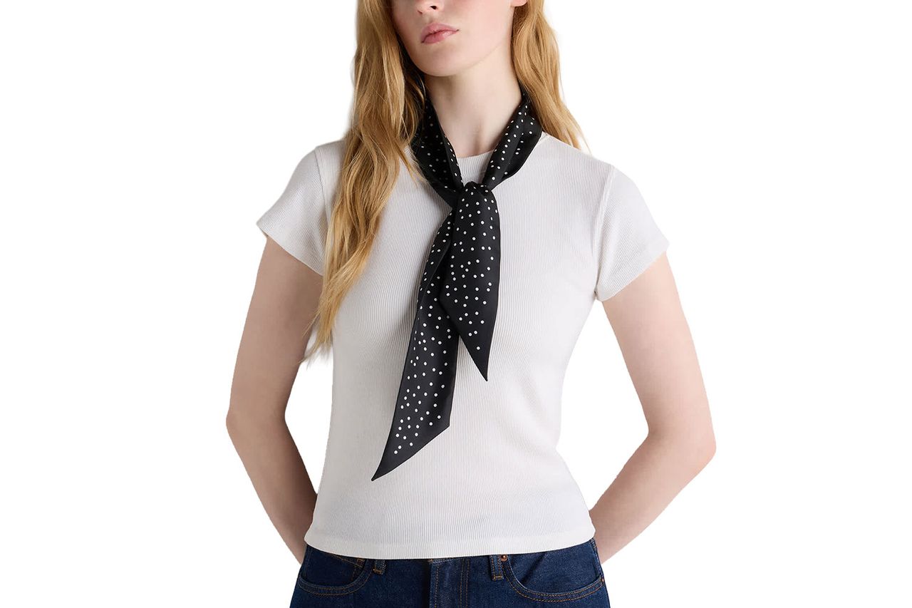 quince 100 silk printed skinny scarf