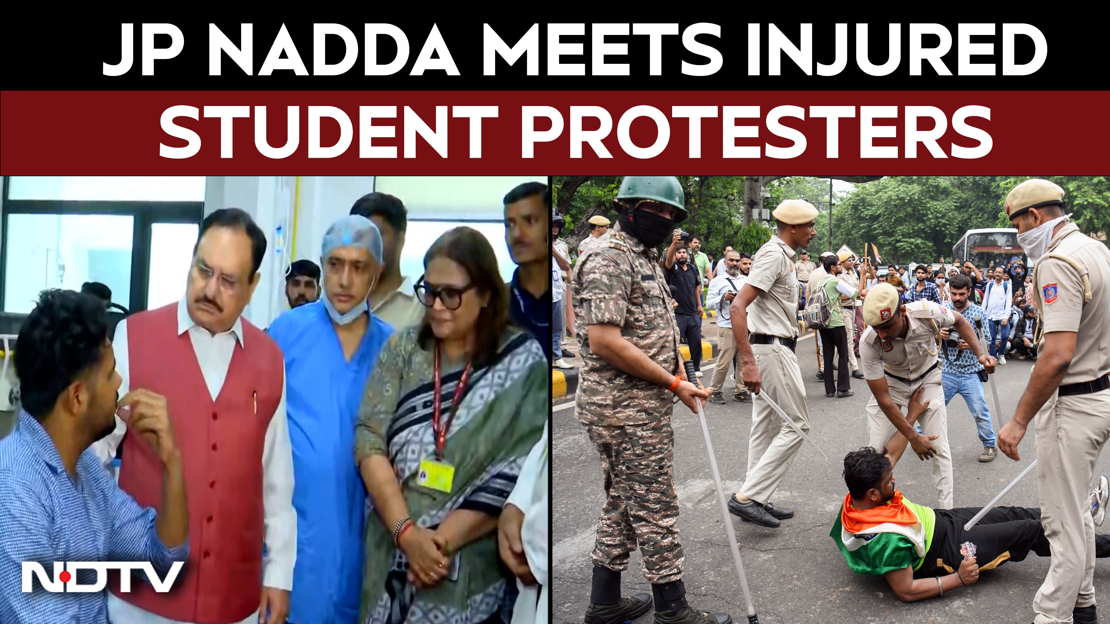 CJP protest | JP Nadda meets injured student protesters at RML Hospital