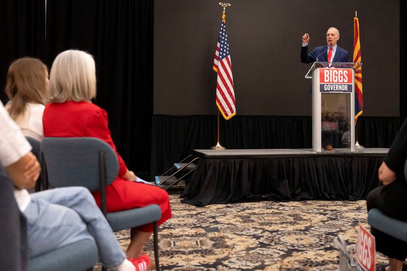 U.S. Representative and Republican candidate for Arizona governor Andy Biggs holds a get out the vote rally on the last day of early voting in Arizona