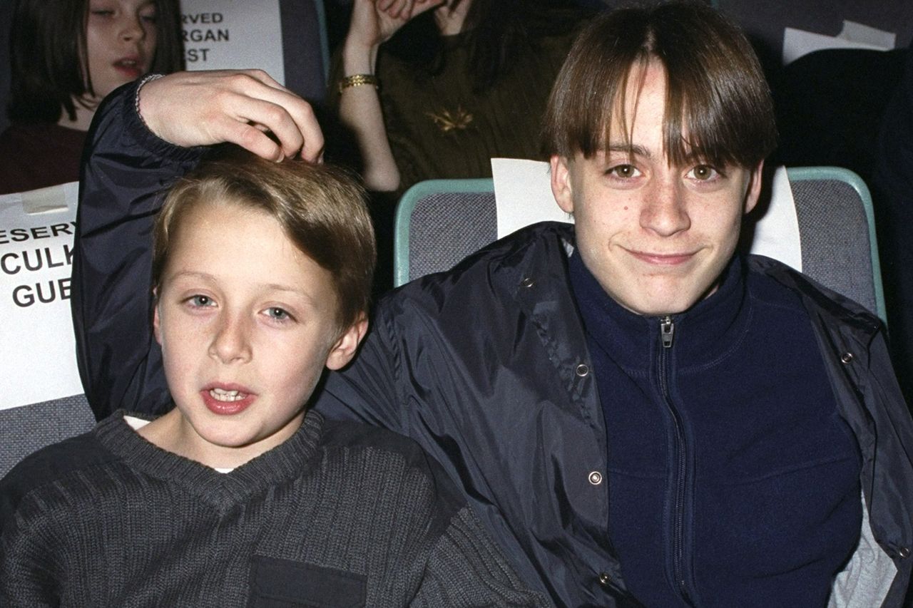 Rory Culkin gets a fond scratch on the head from his brother, Kieran, at the New York premiere of the movie