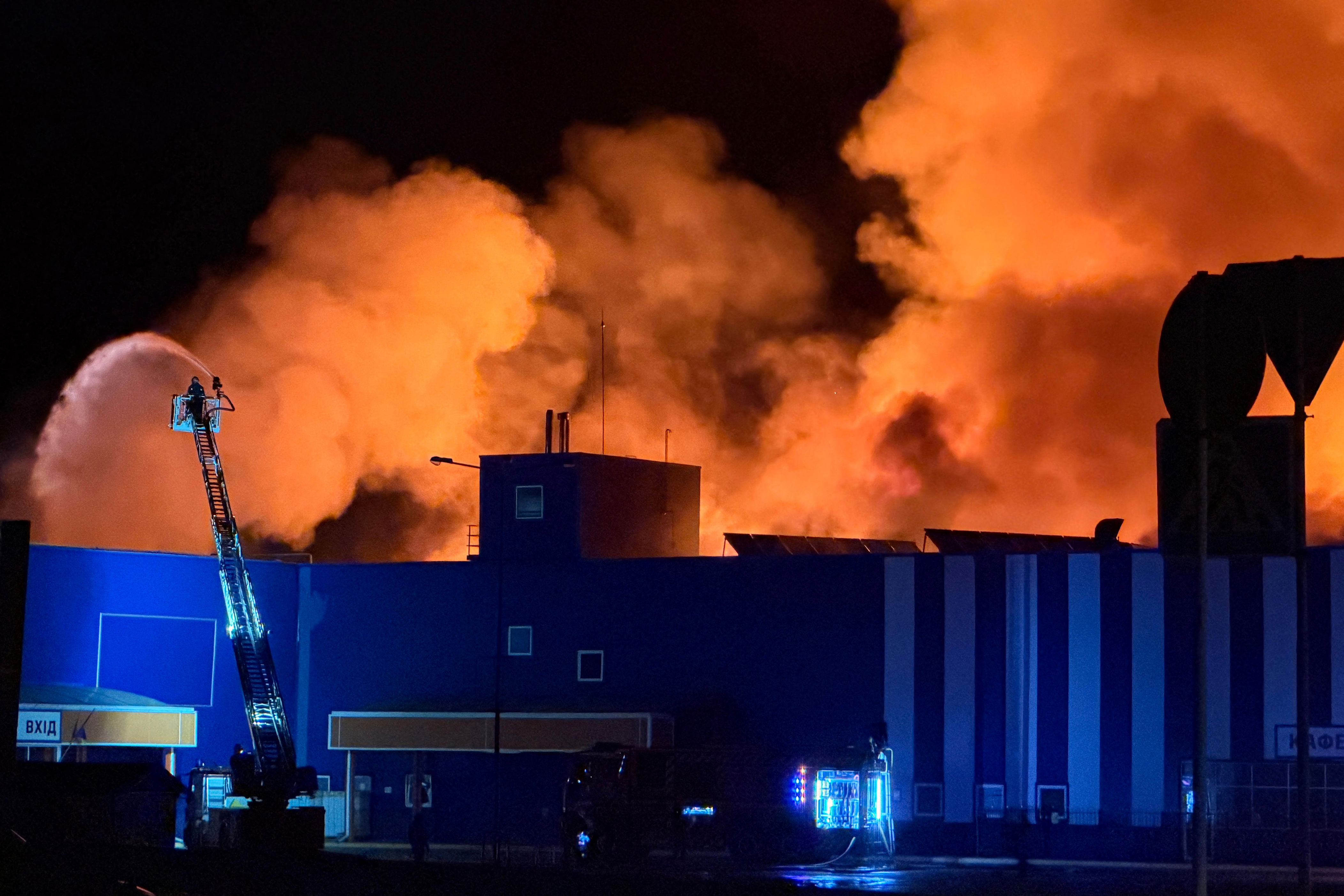 Ukrainian firefighters battled the flames overnight (AFP/Getty)