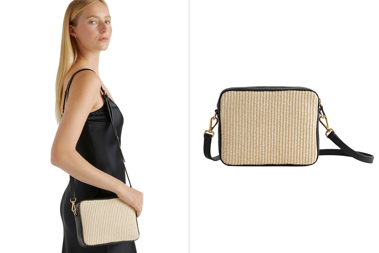 Italian Leather & Raffia Crossbody