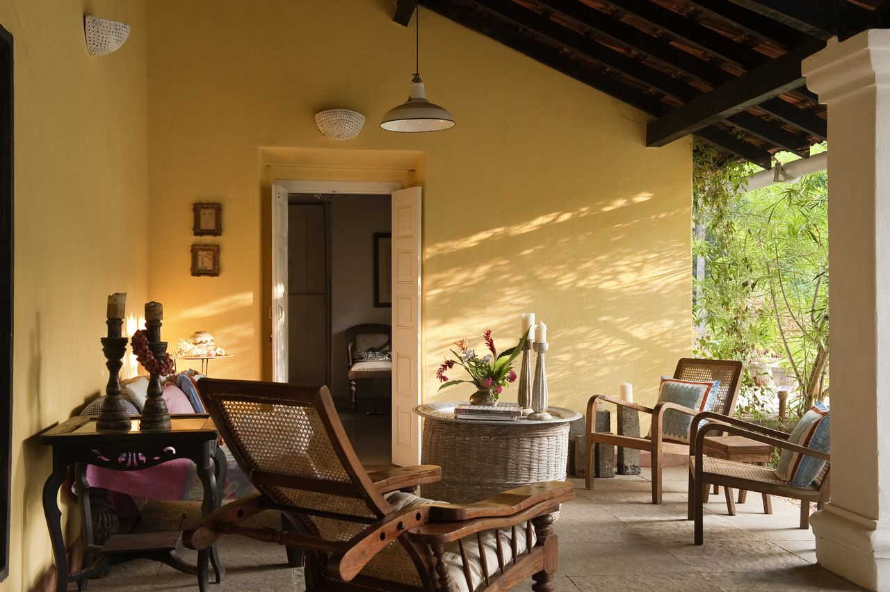Yellow enclosed porch