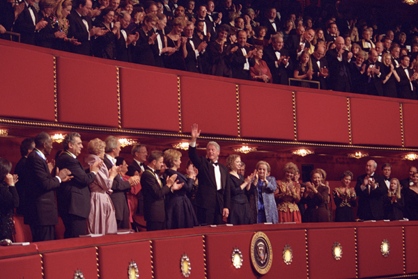 Photograph of President William Jefferson Clinton and First Lady Hillary Rodham Clinton Attending the Kennedy Center Honors Gala at the Kennedy Center in Washington, D.C. DPLA 170d81ac09625c1c46b1fd827419128b