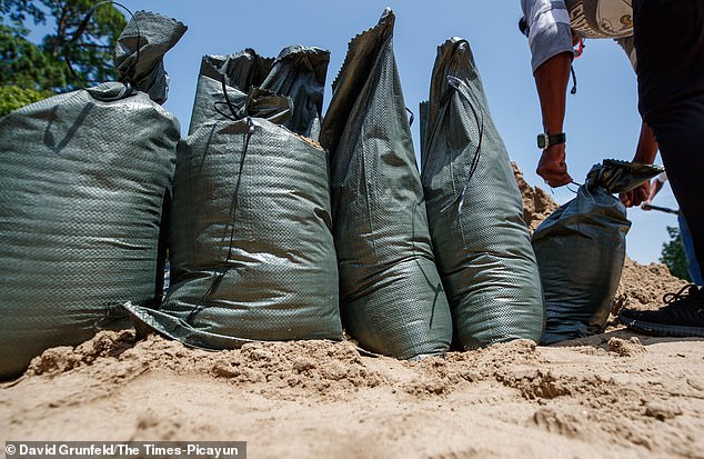 Residents made sandbags ahead of Tropical Storm Bertha at Morris FX Jeff Sr Park in Algiers, New Orleans on July 20