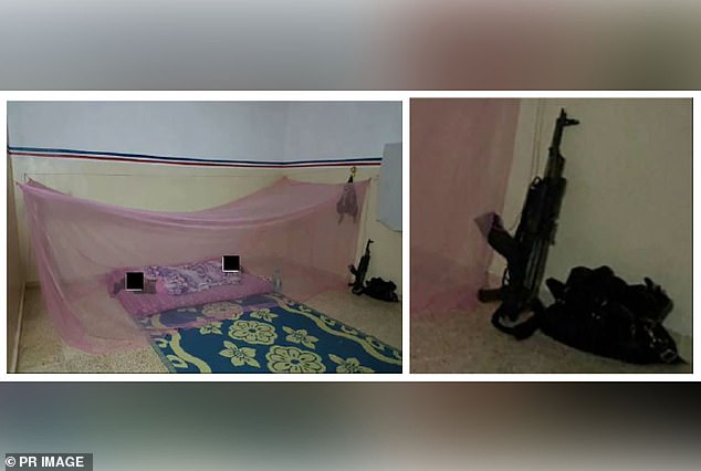 El Houli's children allegedly slept on a bed with an AK-47 assault rifle leaning against the wall next to them.