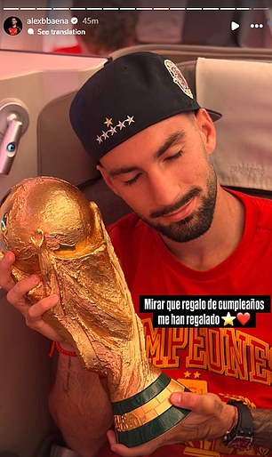Alex Baena - who celebrated his birthday on July 20 - said: 'Look at this birthday present I've been given'