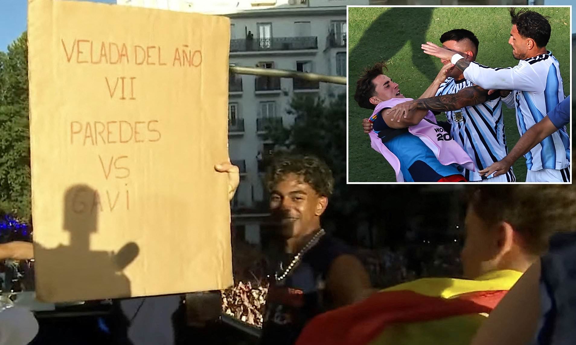 Lamine Yamal mocks Argentina brute Leandro Paredes with hilarious sign
