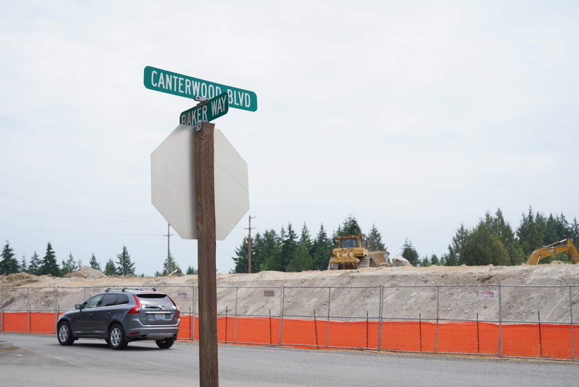 Developers plan to build Timberwalk Apartments on a 5.85-acre lot near Canterwood Boulevard and Baker Way Northwest, pictured on Monday, July 20, 2026 near Gig Harbor, Wash.