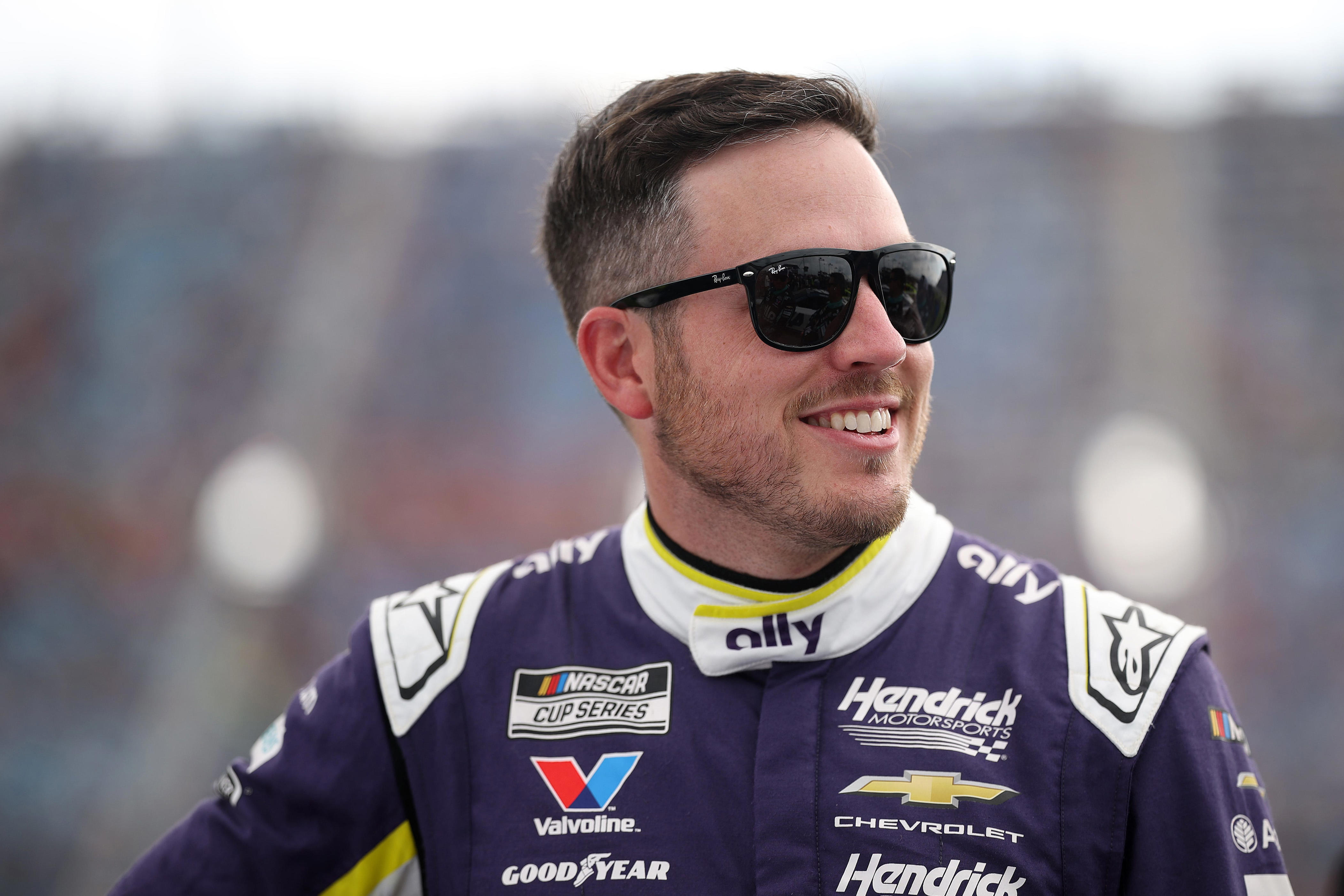 JOLIET, ILLINOIS - JULY 05: Alex Bowman, driver of the #48 Ally Chevrolet, waits on the grid prior to the NASCAR Cup Series eero 400 at Chicagoland Speedway on July 05, 2026 in Joliet, Illinois. (Photo by James Gilbert/Getty Images)
