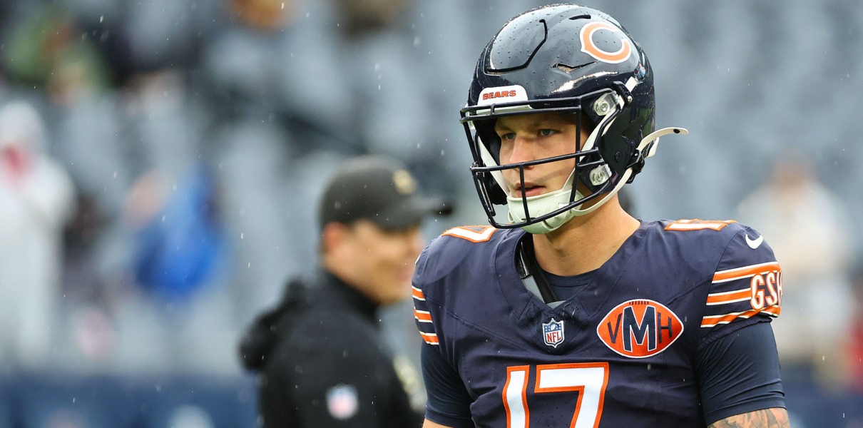 Bears backup quarterback Tyson Bagent. Mandatory Credit: Mike Dinovo-Imagn Images