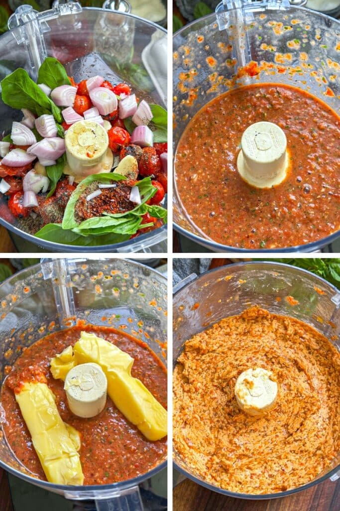 blending the tomatoes to make the butter mixture