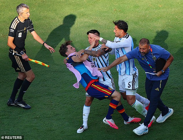 Argentina midfielder Paredes was lambasted after the whistle for punching Eric Garcia and pushing Gavi to the ground