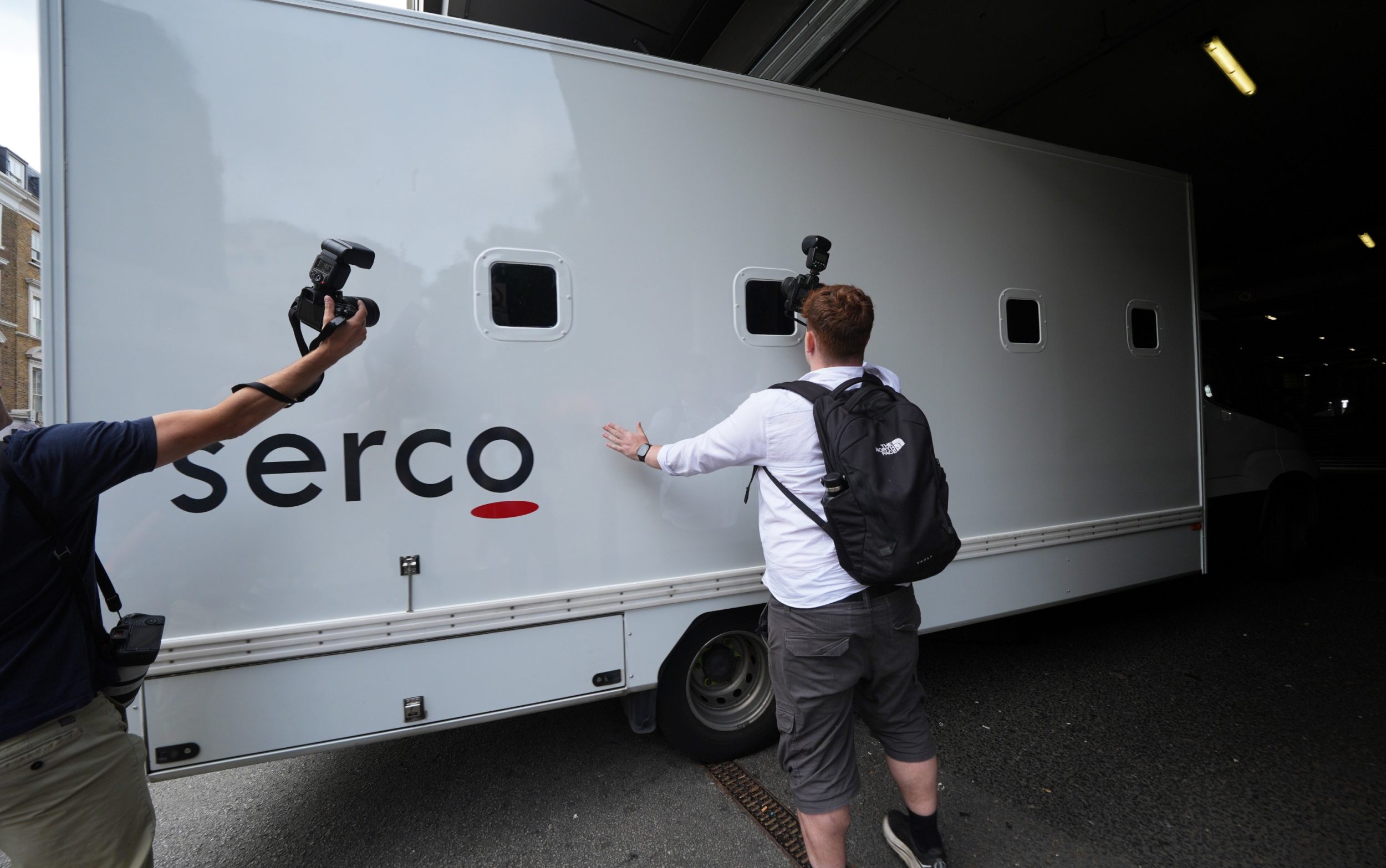 A prison van arriving at Westminster magistrates' court ahead of Joshua Kerry's hearing