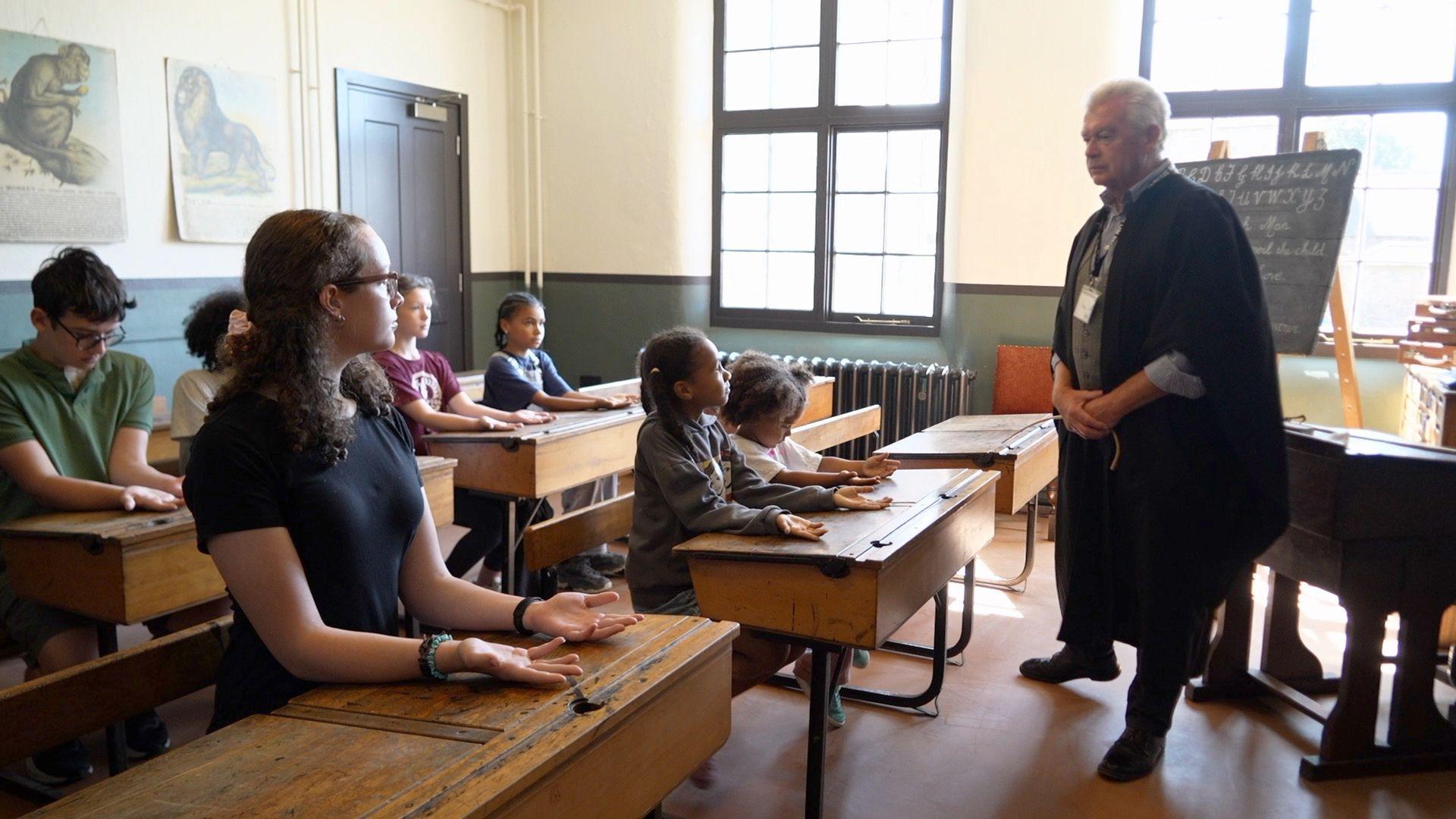 Nick Baird takes on the role of a workhouse teacher when school parties visit the museum