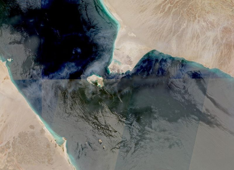 A satellite imagery shows Bab el Mandeb Strait, as Iran threatens using Yemen's Houthi allies to shut the Bab el-Mandeb gateway to the Red Sea