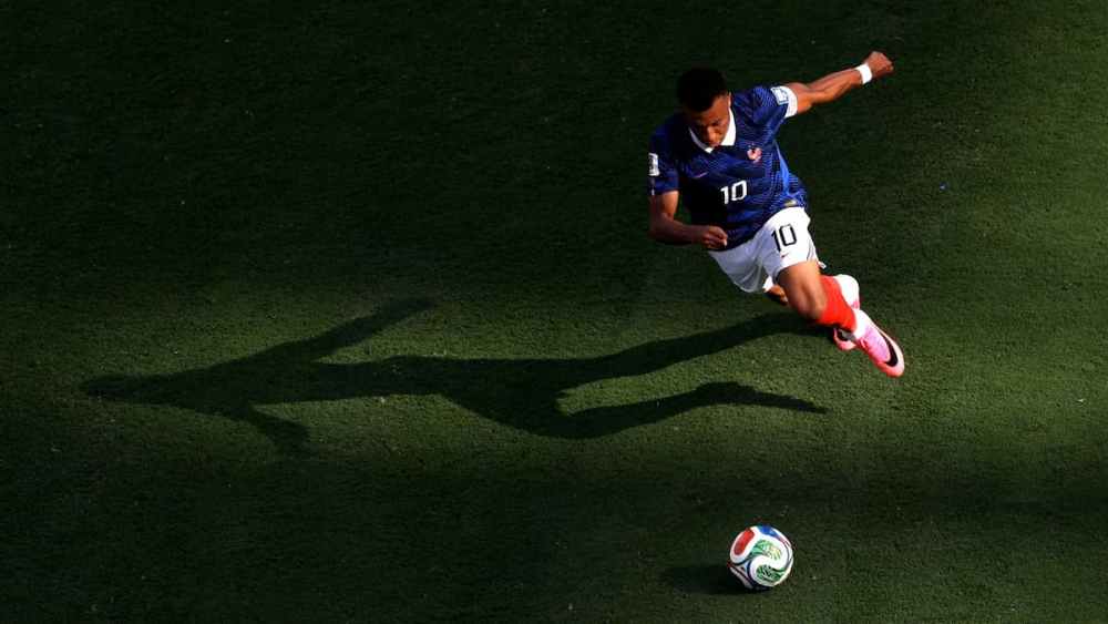 France striker Kylian Mbappé attacking the ball