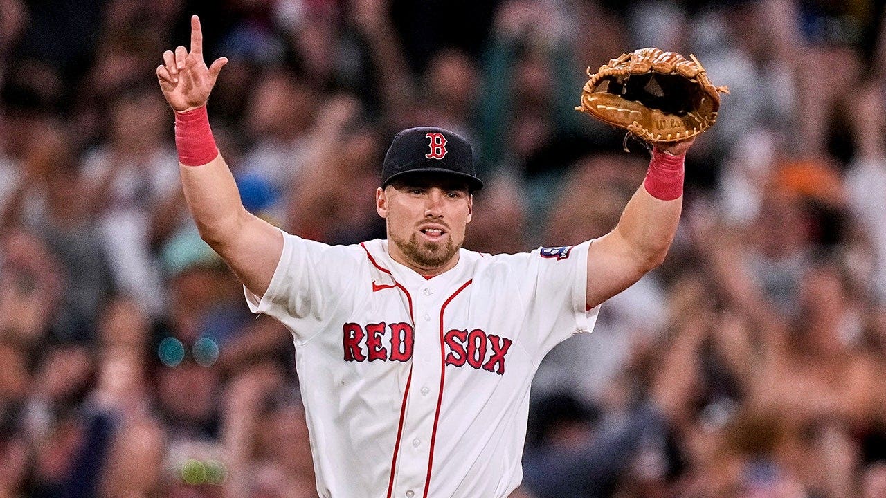 Caleb Durbin celebrates after the Boston Red Sox defeated the Baltimore Orioles on Monday, July 20, 2026, in Boston.