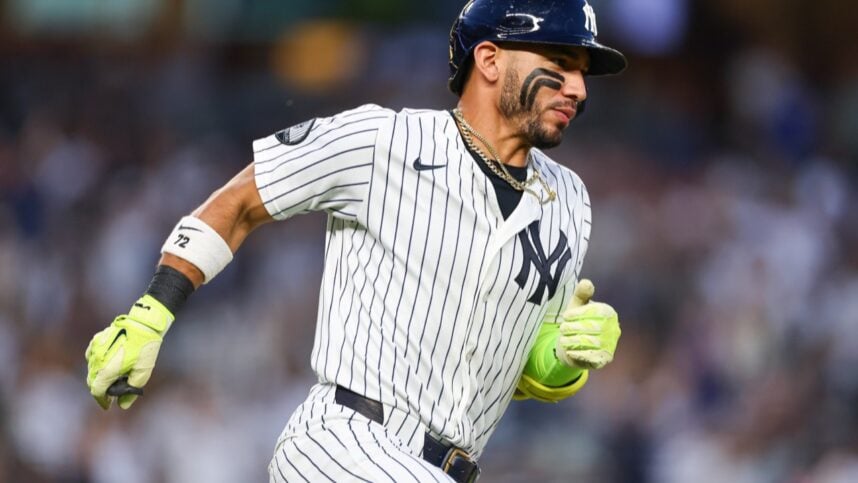 Jose Caballero hitting a two-run double for the Yankees