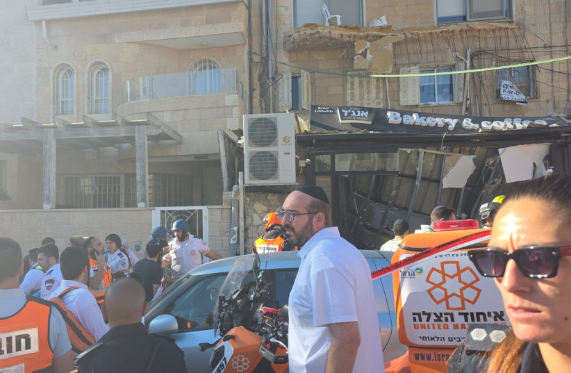 United Hatzalah volunteers respond to a partial building collapse on Jerusalem's KKL Street, July 20, 2026. (credit: UNITED HATZALAH‏)