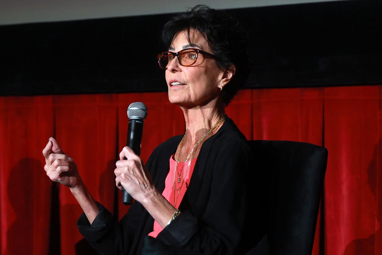 Tina Sinatra speaks onstage during the screening of