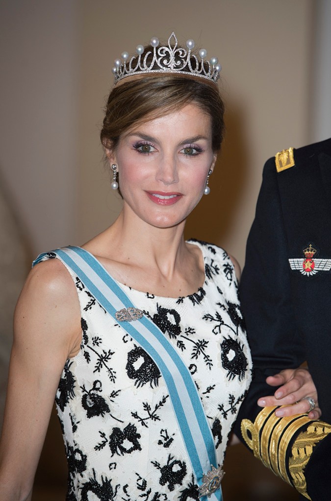 COPENHAGEN, DENMARK - APRIL 15: Queen Letizia of Spain attends a gala dinner at Christiansborg Palace on the eve of the 75th Birthday of Queen Margrethe II of Denmark on April 15, 2015 in Copenhagen, Denmark. (Photo by Julian Parker/Mark Cuthbert/UK Press via Getty Images)