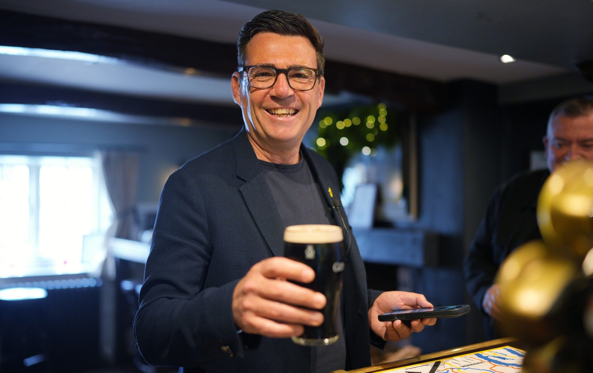 Andy Burnham in a pub