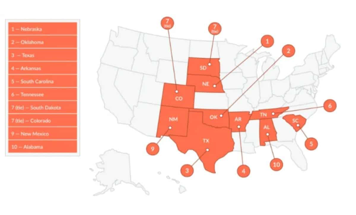 States where home insurance accounts for the largest share of monthly housing costs ©Lendingtree