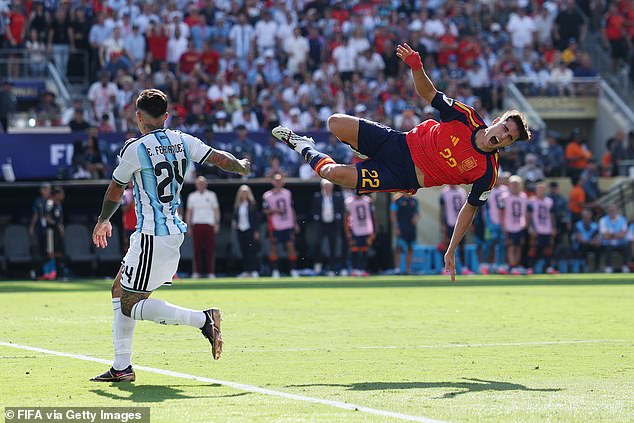 The Chelsea star was sent off in the final after sending Pau Cubarsi flying with a late tackle
