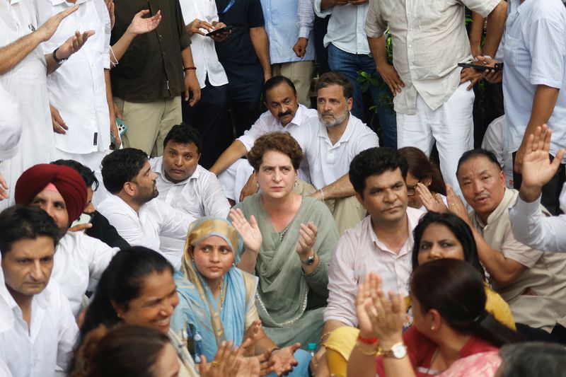 Protest by Indian opposition Congress outside Prime Minister Narendra Modi's house, in New Delhi