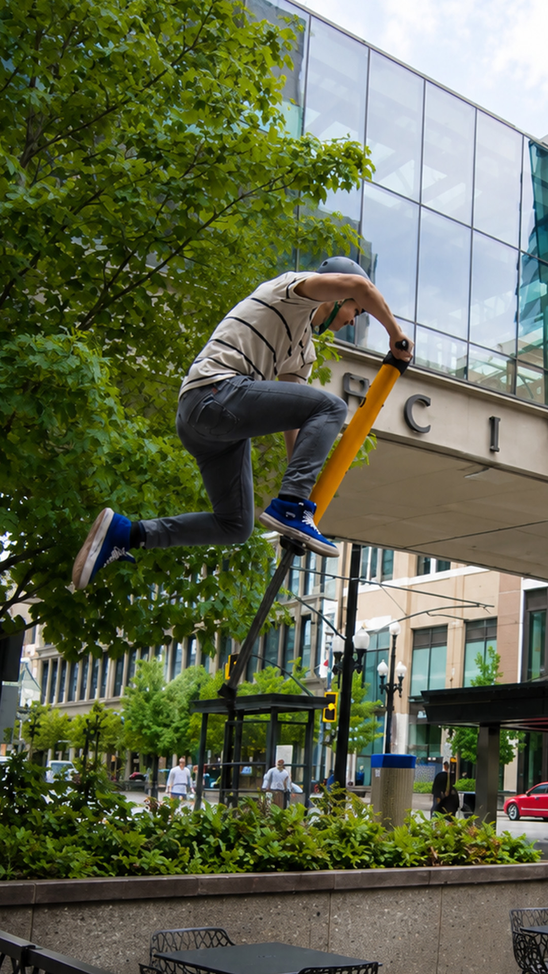 Extreme balance on a high performance pogo stick