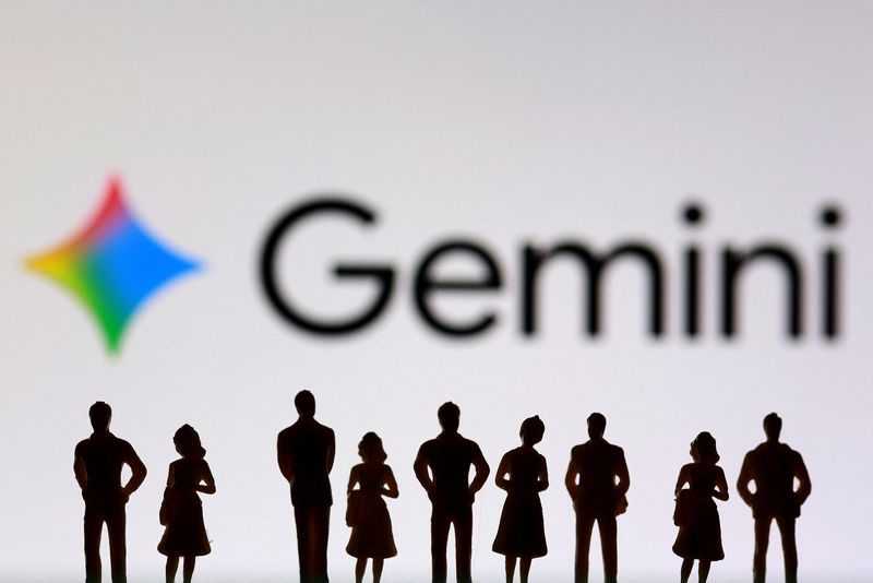 Illustration shows miniature figurines and Gemini logo
