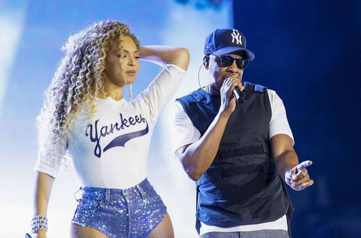 Beyoncé on stage with Jay-Z as he delivered a career-spanning hometown spectacle during his